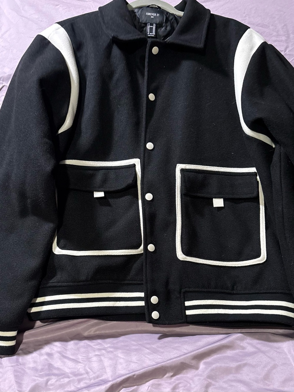 Forever 21 Black and White Varsity Bomber Jacket